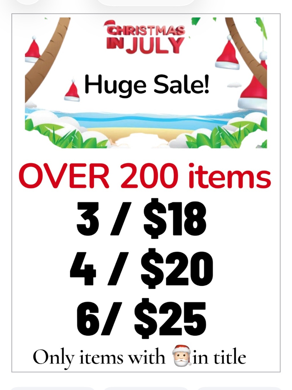 🎅🏻 Bundle sale!  All items with the Santa  are 3/$18 4/$20 or 6/$25 must bundle